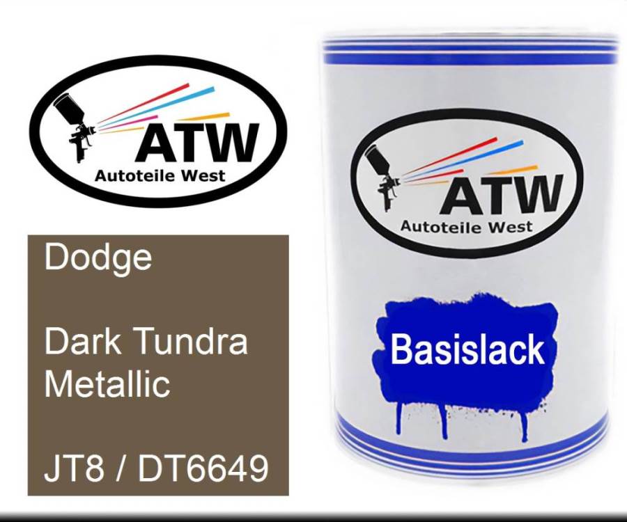 Dodge, Dark Tundra Metallic, JT8 / DT6649: 500ml Lackdose, von ATW Autoteile West.